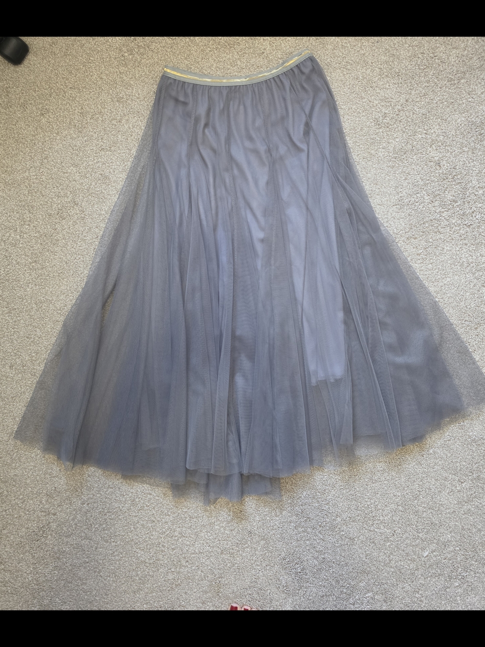 Chicwish Gray Tulle A-Line Maxi Skirt with Metallic Waistband